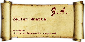 Zeller Anetta névjegykártya